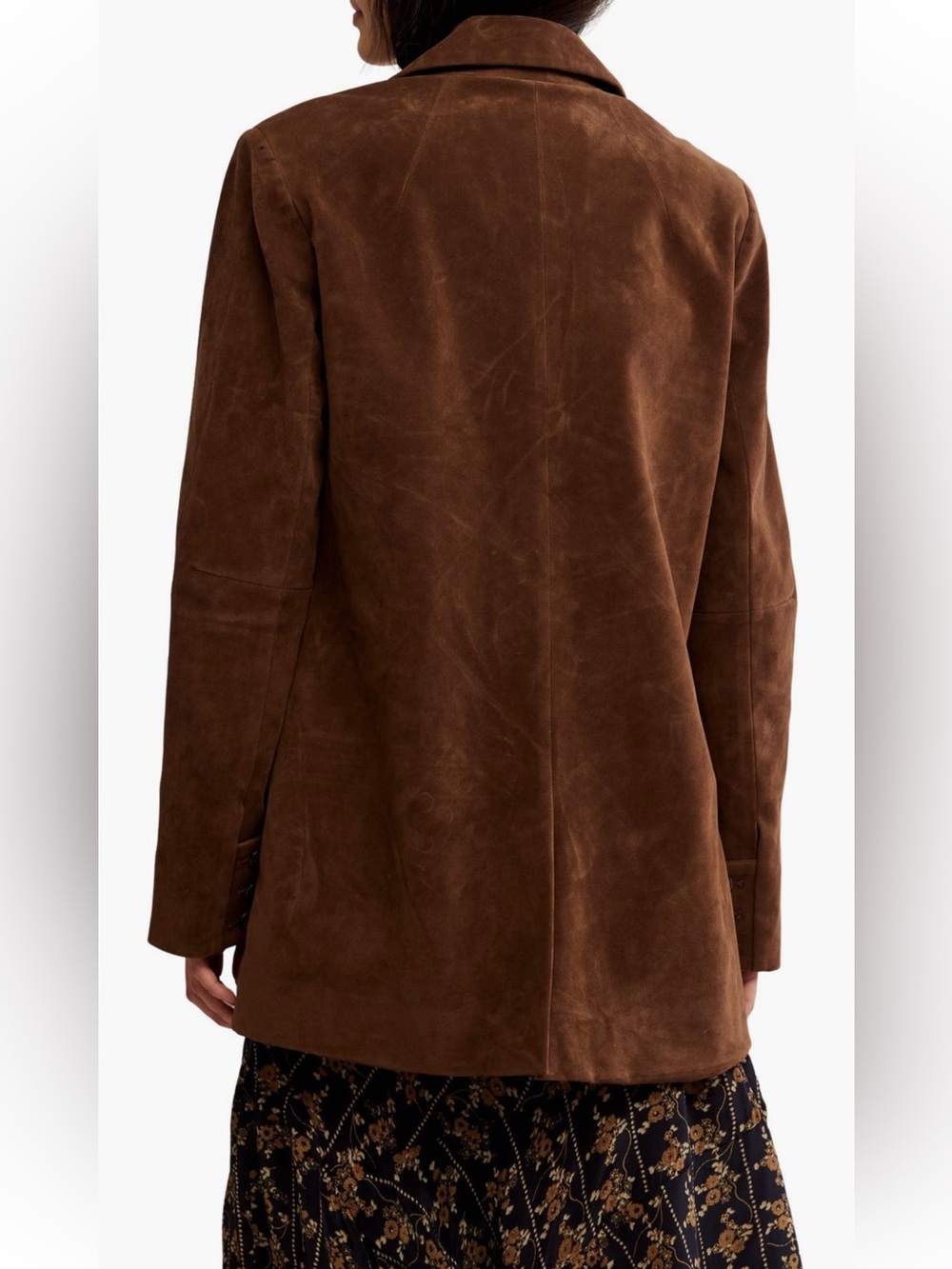 NWT Free People Paper Cut Faux Suede Blazer BROWN BEAR SZ L - Picture 2 of 10